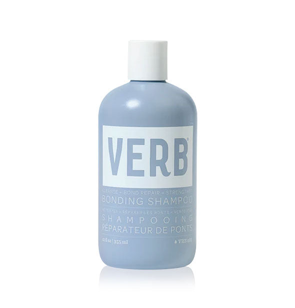 Light blue 12 ounce bottle of Verb Bonding Shampoo with white cap and lettering