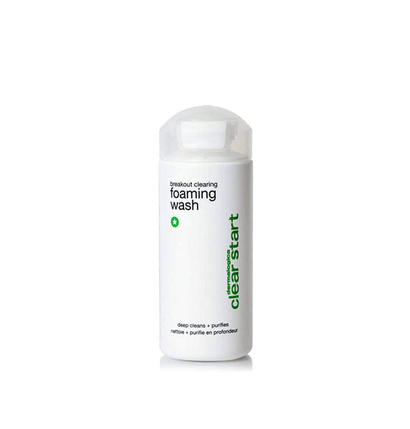 White 6 ounce bottle of Dermalogica Clear Start Breakout Clearing Foaming Wash