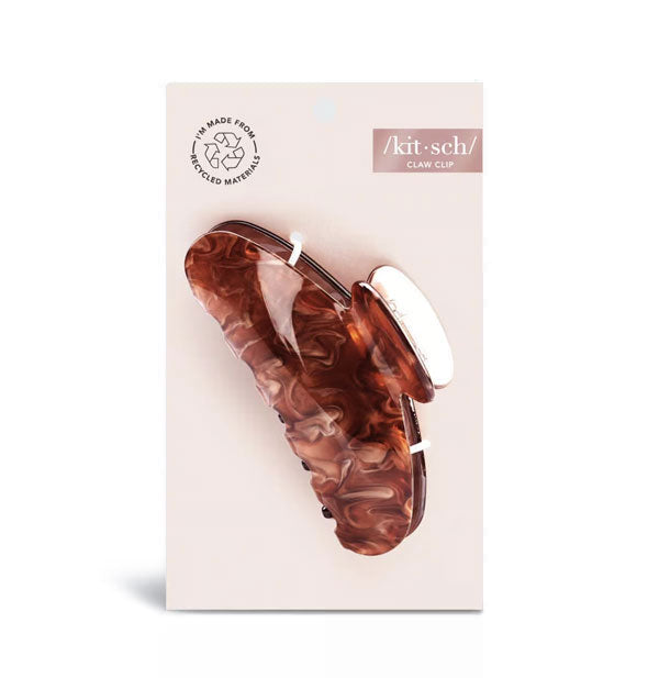 Brown marble-effect hair claw clip on light pink Kitsch product card