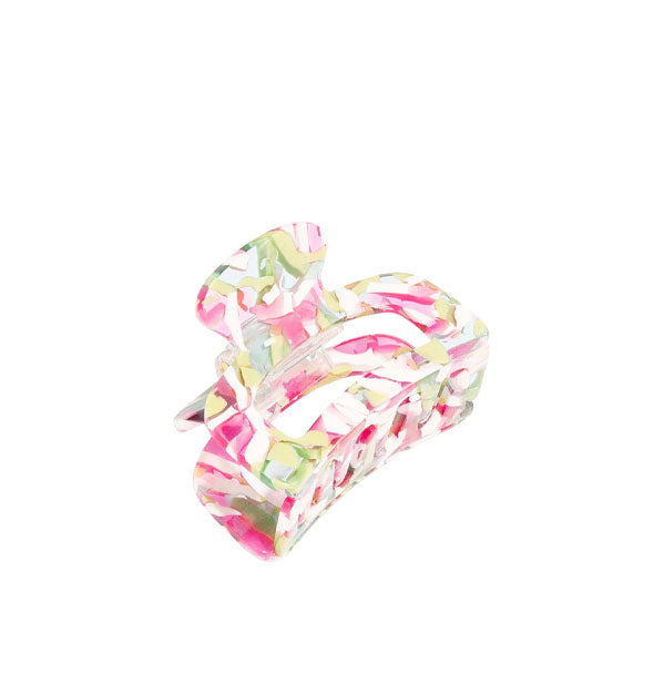 Claw clip with green, pink, and white flecks