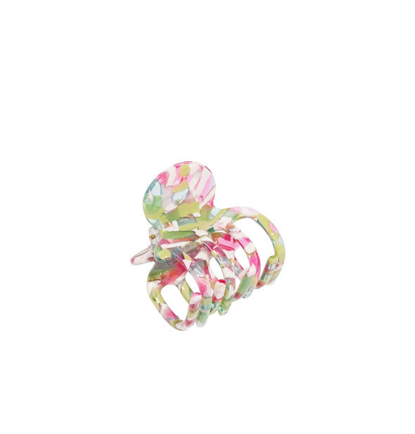 Claw clip with pink and green flecks