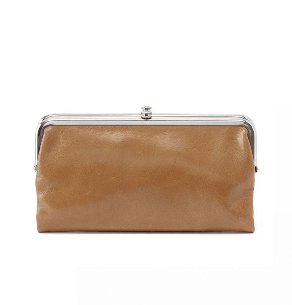 Light brown leather wallet with silver hardware