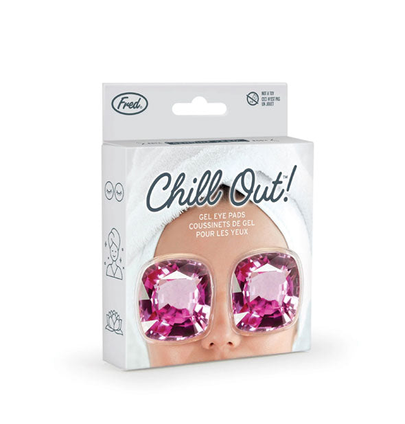 Pack of Chill Out! Gel Eye Pads by Fred resemble large purple gemstones