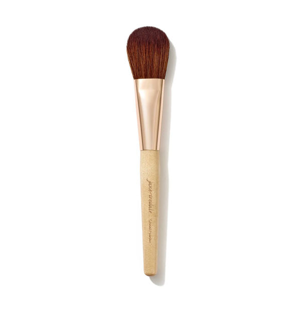 Jane Iredale Chisel Powder Brush with wooden handle, gold ferrule, and large domed bristle head