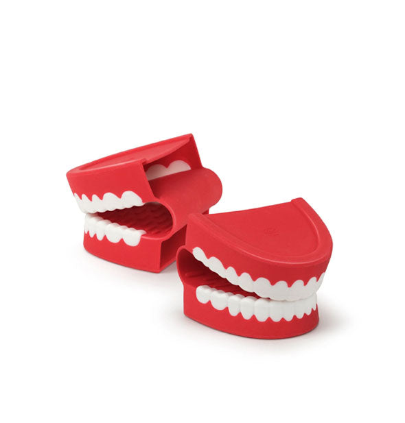 Set of two silicone "chattering teeth" potholders