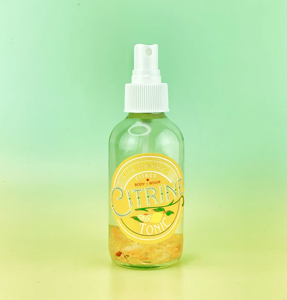 Bottle of Citrine Tonic spray with citrine stones in the bottle