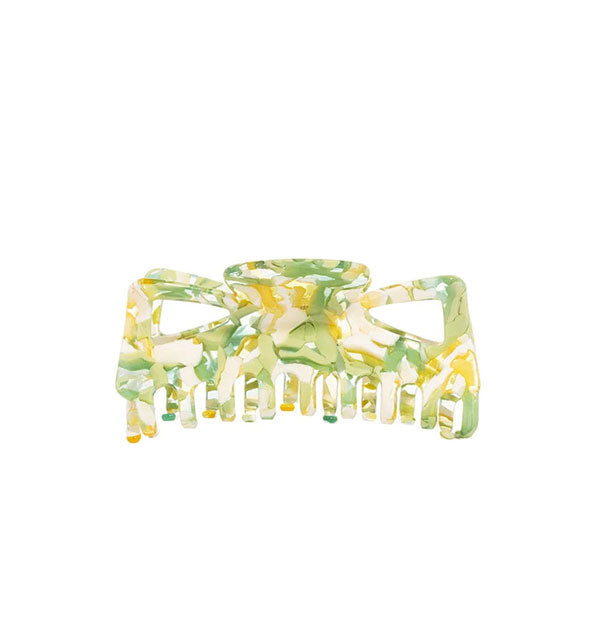 Claw clip with green and yellow swirl pattern