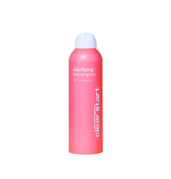 Pink can of Dermalogica Clear Start Clarifying Bacne Spray with white cap and lettering