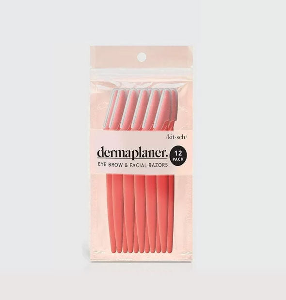 Pack of 12 coral Dermaplaner Eyebrow & Facial Razors by Kitsch