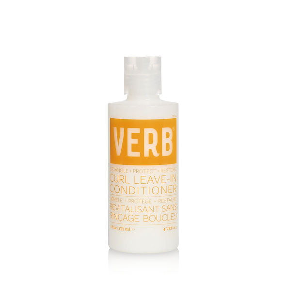 White 6 ounce bottle of Verb Curl Leave-In Cream with orange lettering