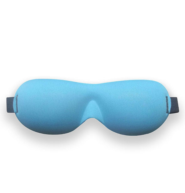 Blue contoured eye mask with strap shown at either side