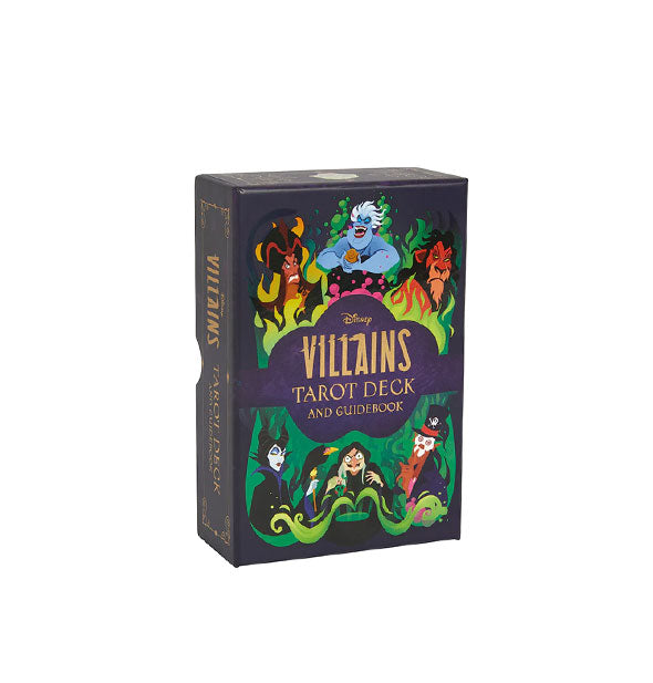 Colorfully illustrated Disney Villains Tarot Deck and Guidebook box