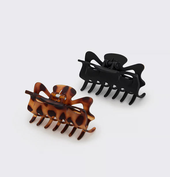 Matte black and matte brown tortoise hair claw clips