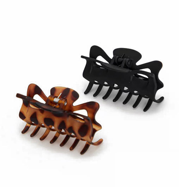 Matte black and matte brown tortoise hair claw clips