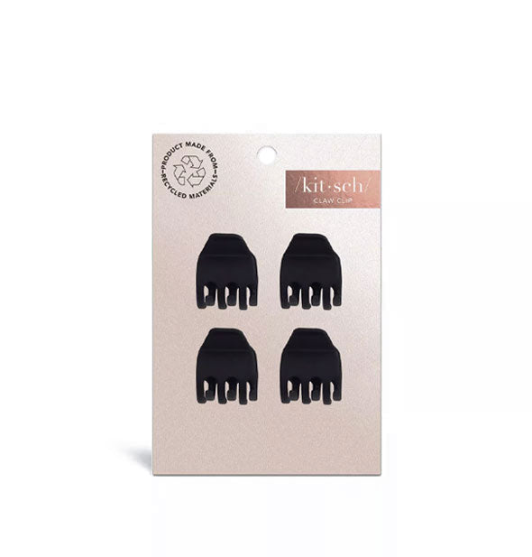 Four small matte black hair claw clips on light pink Kitsch product card