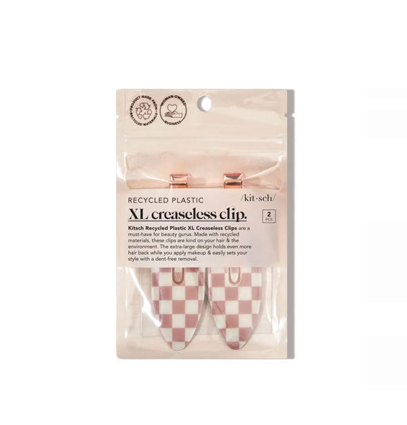 Pack of two Recycled Plastic XL Creaseless Clips by Kitsch in see-through packaging