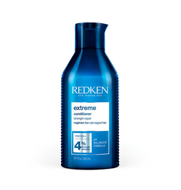 Blue 10.1 ounce bottle of Redken Extreme Conditioner for strength repair