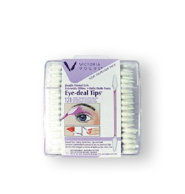 Pack of 128 Victoria Vogue pointed cotton Eye-deal Tips swabs with purple stems