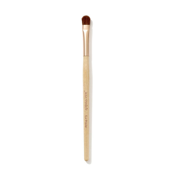 Jane Iredale Eye Shader Brush with wooden handle, gold ferrule, and small rounded brush head