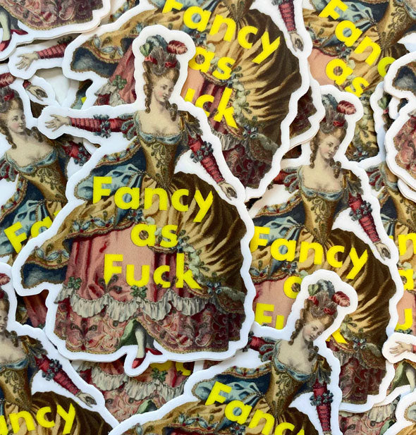 A smattering of Fancy as Fuck woman stickers