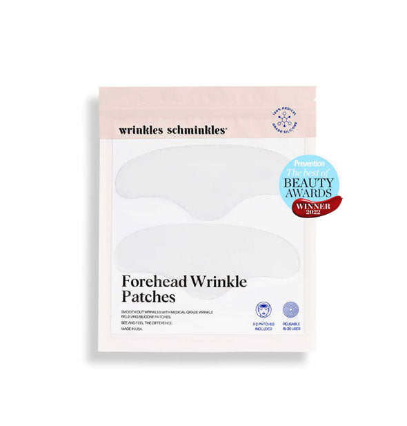 Wrinkles Schminkles Forehead Wrinkle Patches pack with Prevention magazine Beauty Awards winner seal to the right