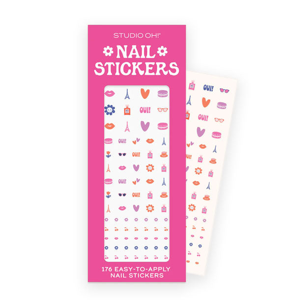 Pink pack of Studio Oh! Nail Stickers with French-themed designs