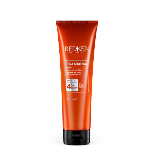 Red 8.5 ounce bottle of Redken Frizz Dismiss Mask