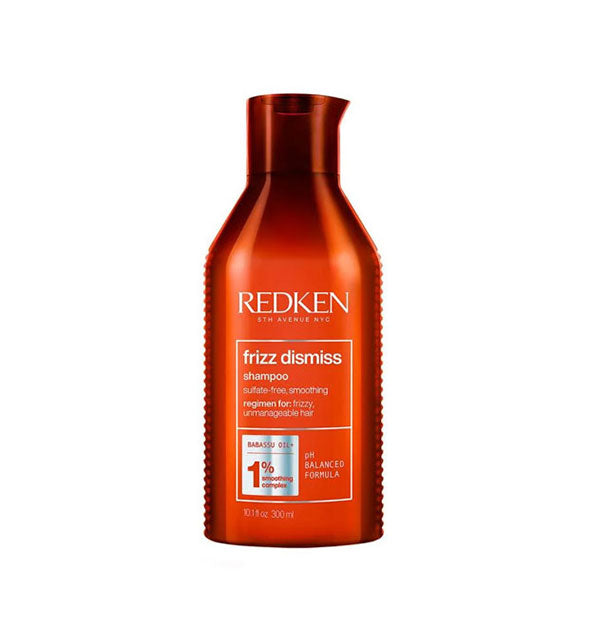 Red 10.1 ounce bottle of Redken Frizz Dismiss Shampoo