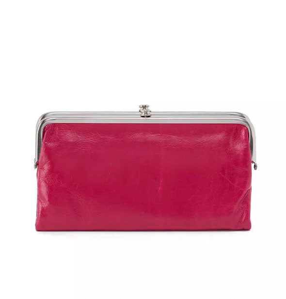 Fuchsia leather wallet with silver-toned frame hardware