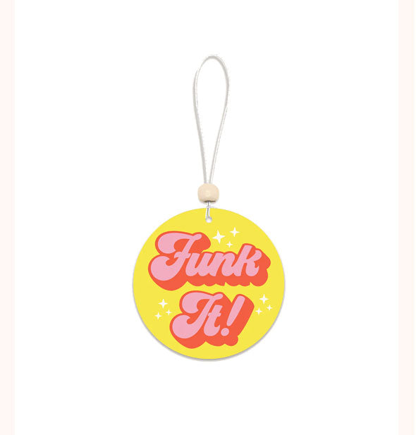 Funk It! car air freshener on white string with white bead accent