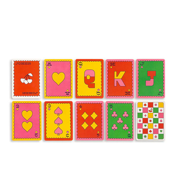 Assortment of colorfully designed playing cards