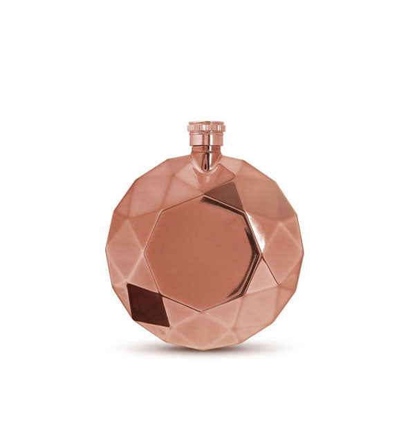 Metallic rose gold flask shaped like a gemstone