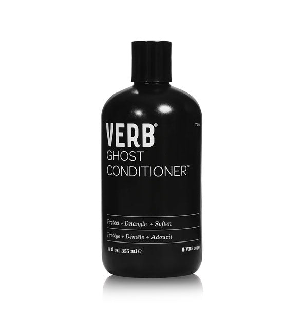 Black 12 ounce bottle of Verb Ghost Conditioner with white lettering