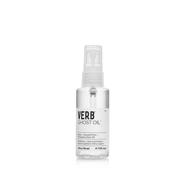 Clear 2 ounce bottle of Verb Ghost Oil with black lettering on the label