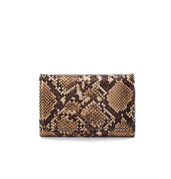 Small gold and brown snakeskin print wallet