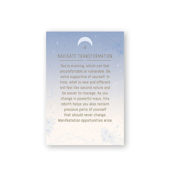 Card sample from the Grief, Grace, and Healing Oracle Deck: "Navigate Transformation"