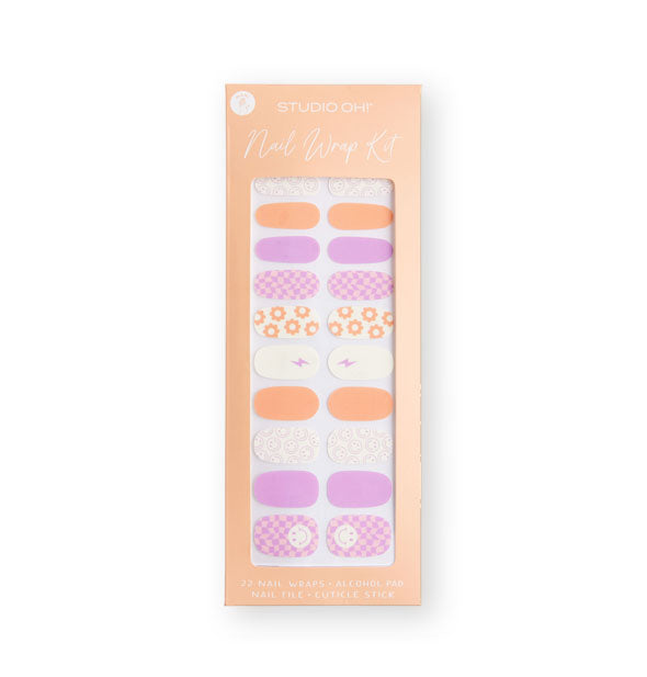 Nail Wrap Kit by Studio Oh! features groovy-themed designs in checker prints, florals, and pastel solids