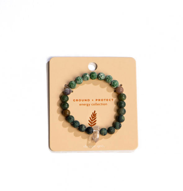 Ground + Protect Energy Collection stone bead bracelet on card