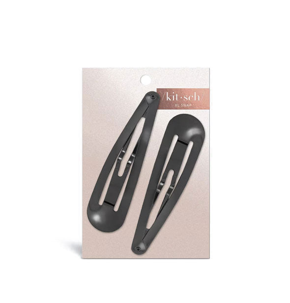 Pack of two hematite-toned XL snap clips on pink Kitsch product card