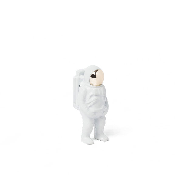 White astronaut bottle opener figurine with reflective helmet visor