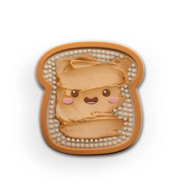 Silicone Toast Distract-O-Mat is spread with an application of peanut butter