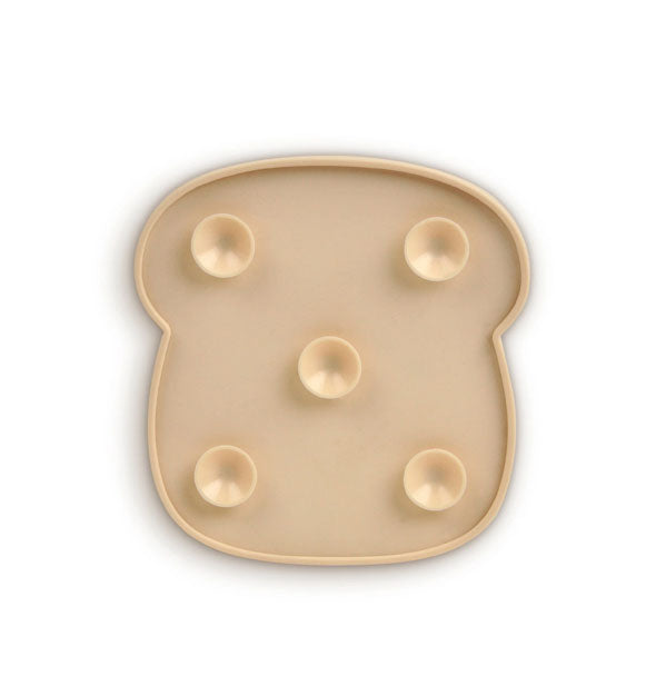 Back of the silicone Toast Distract-O-Mat features five suction cups