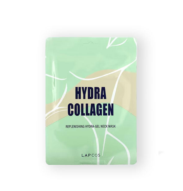 Green, tan, and white Lapcos Hydra Collagen Replenishing Hydra-Gel Neck Mask packet