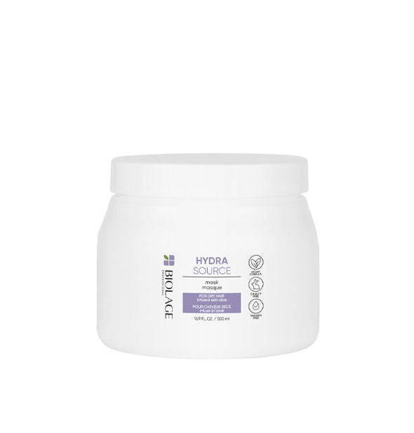 White 16.9 ounce tub of Biolage Hydra Source Mask