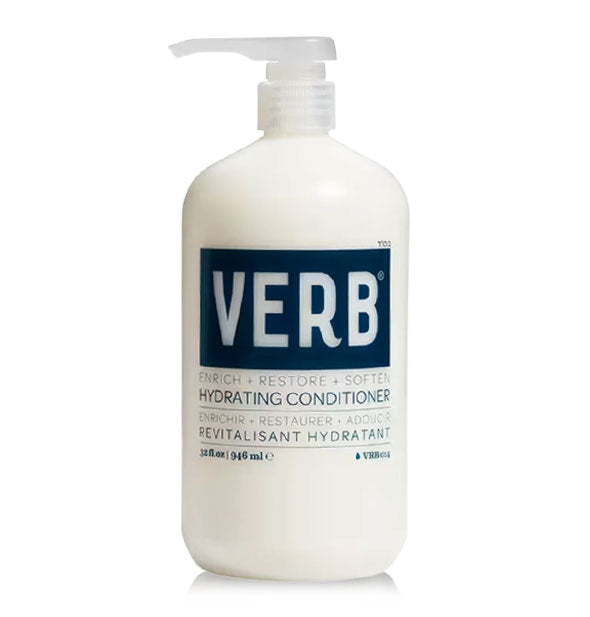 White 32 ounce bottle of Verb Hydrating Conditioner with dark blue lettering