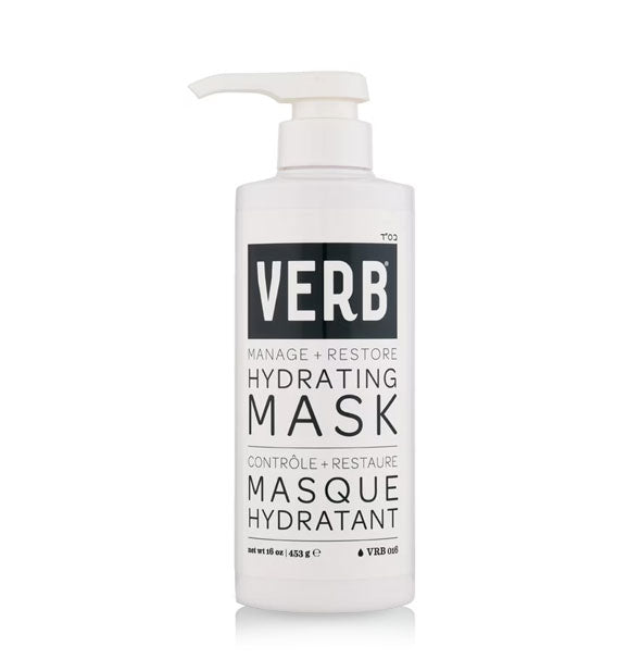 White 16 ounce bottle of Verb Hydrating Mask with black lettering