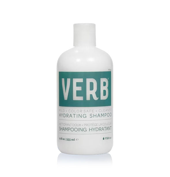 White 12 ounce bottle of Verb Hydrating Shampoo with blue lettering