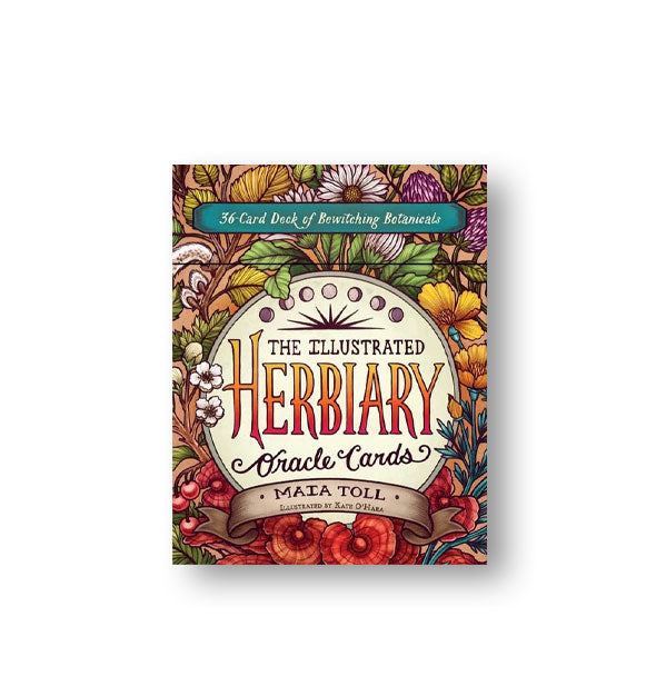 Colorfully illustrated box of The Illustrated Herbiary Oracle Cards by Maia Toll