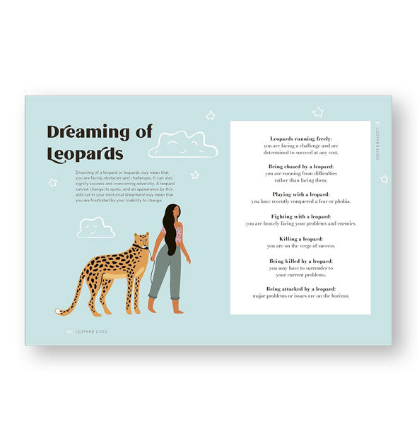 Page spread from I Love Leopard features a section titled, "Dreaming of Leopards"