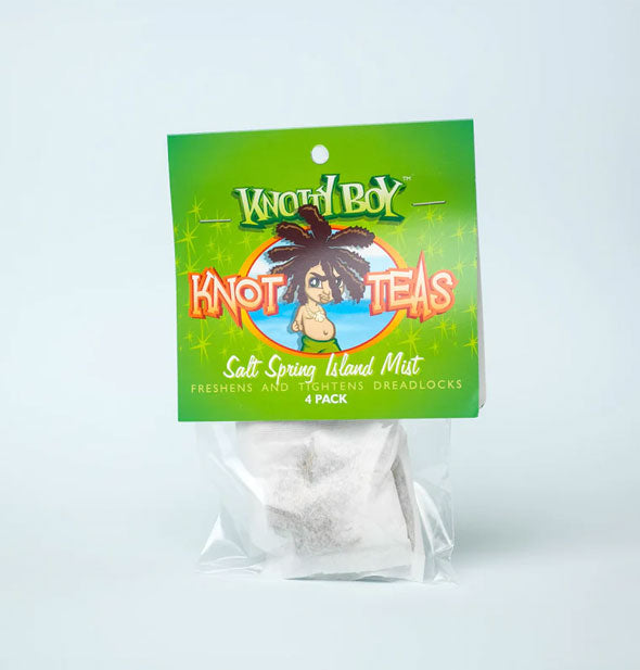Knotty Boy Knot Teas Salt Spring Island Mist teas 4-pack on green product card
